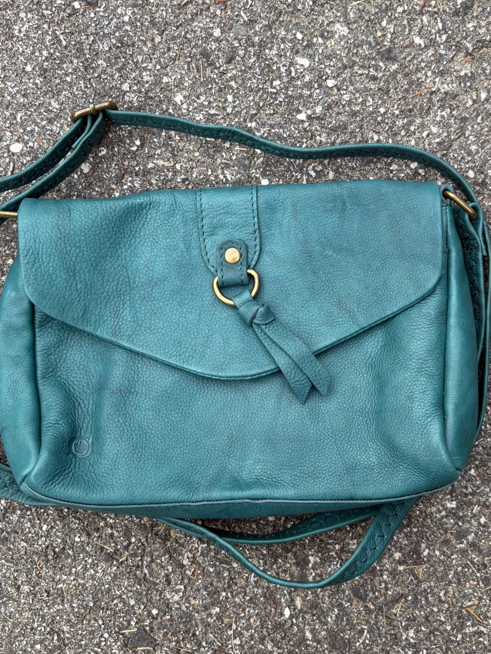 NWOT! Genuine Leather Everyday Envelope Crossbody/Shoulder Bag, “Mineral Blue” - Picture 2 of 11